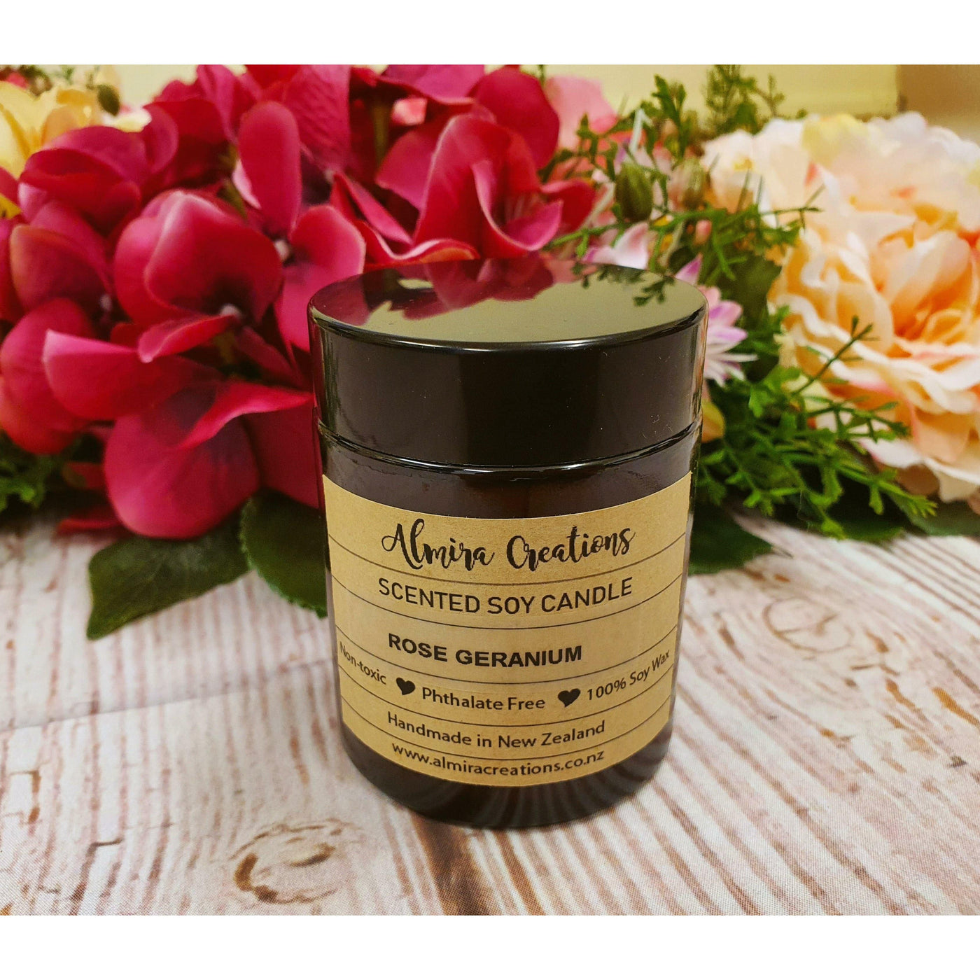 Rose Geranium - Scented Soy Candle - Almira Creations