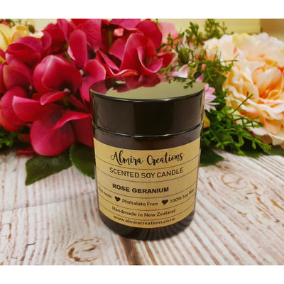 Rose Geranium - Scented Soy Candle - Almira Creations