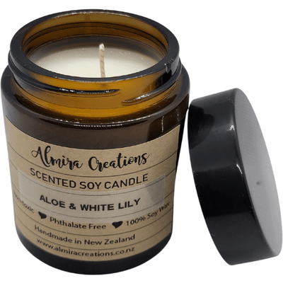 Aloe & White Lily - Scented Soy Candle - Almira Creations