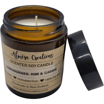 Lemongrass, Kiwi & Cassis - Scented Soy Candle - Almira Creations