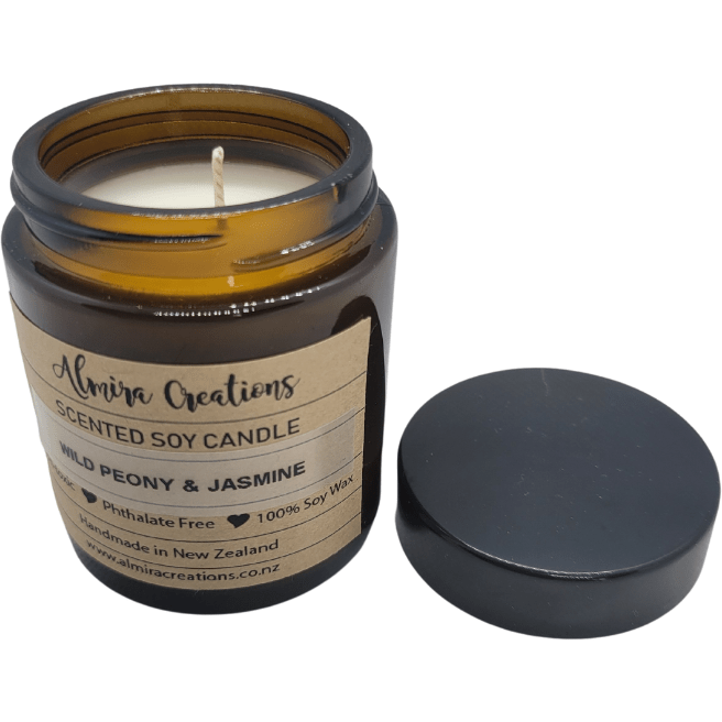 Wild Peony & Jasmine - Scented Soy Candle - Almira Creations