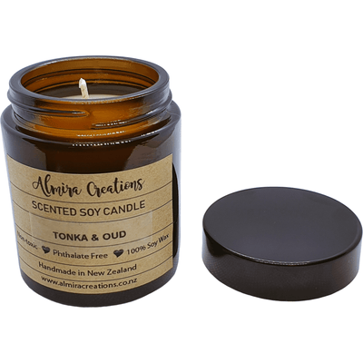 Tonka & Oud - Scented Soy Candle - Almira Creations