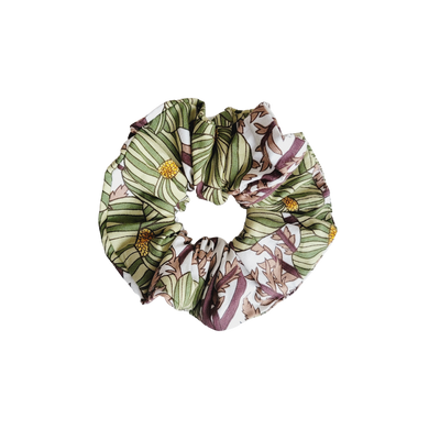 Green flowers scrunchie - Almira Creations