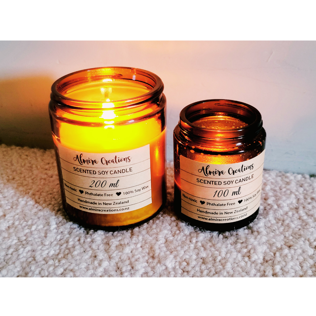 Amber & Driftwood - Scented Soy Candle - Almira Creations