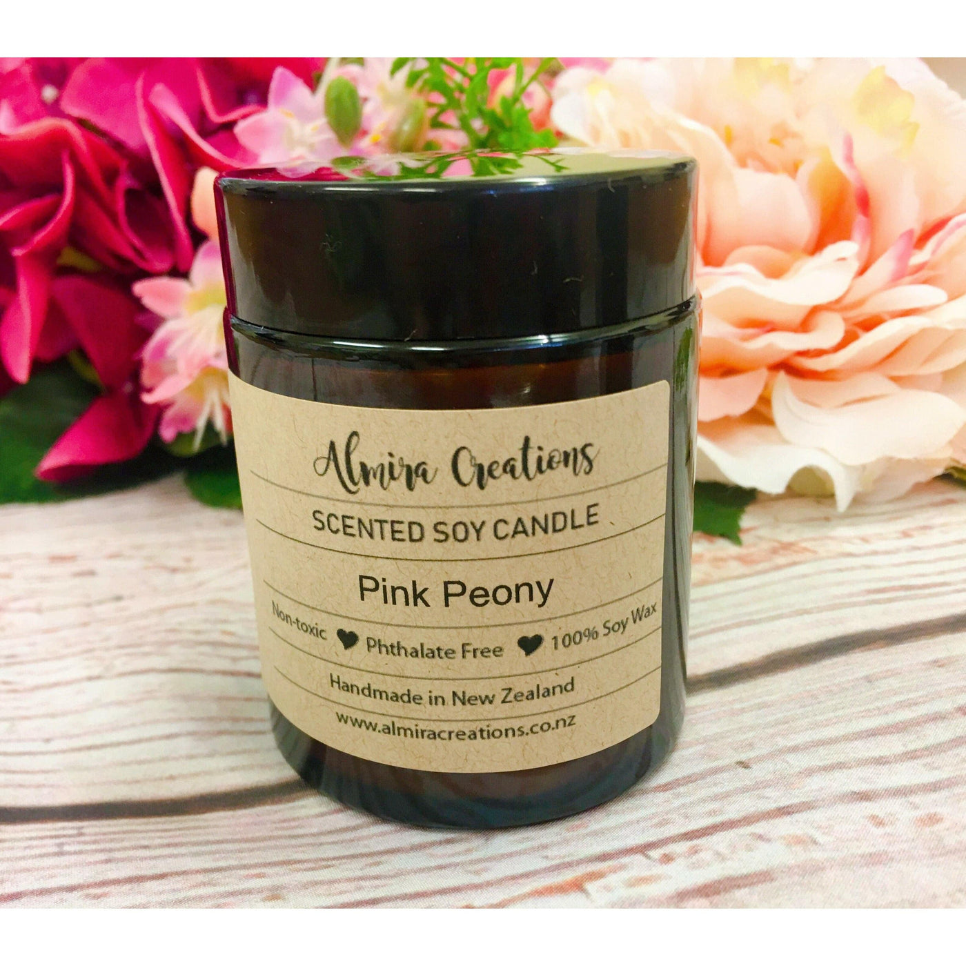 Pink Peony - Scented Soy Candle - Almira Creations